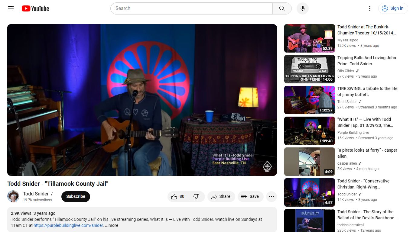 Todd Snider - "Tillamook County Jail" - YouTube