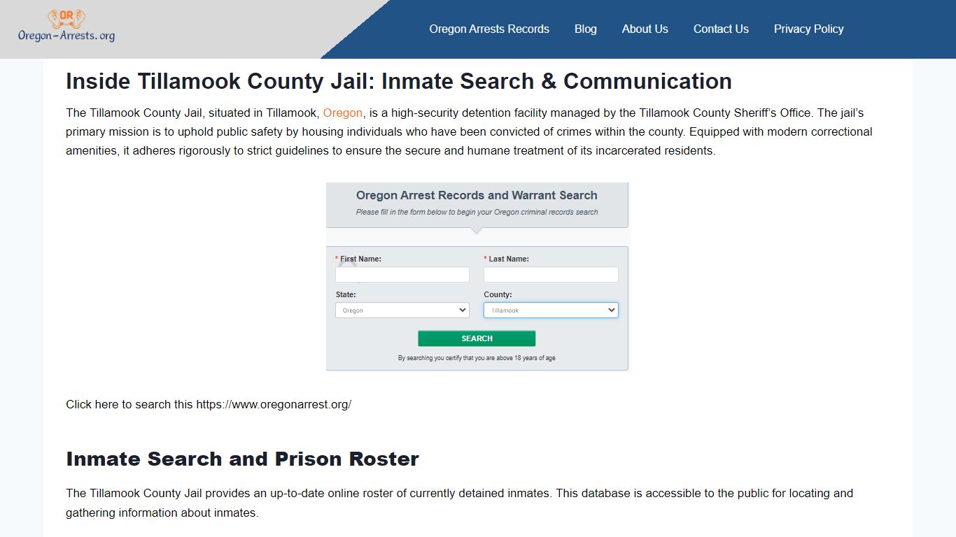 Inside Tillamook County Jail: Inmate Search & Communication